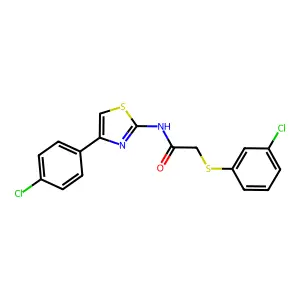 N-[4-(4-chlorophenyl)-1,3-thiazol-2-yl]-2-[(3-chlorophenyl)sulfanyl]acetamide structure
