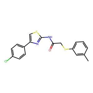 N-[4-(4-chlorophenyl)-1,3-thiazol-2-yl]-2-[(3-methylphenyl)sulfanyl]acetamide structure