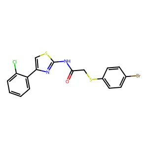 2-[(4-bromophenyl)sulfanyl]-N-[4-(2-chlorophenyl)-1,3-thiazol-2-yl]acetamide structure