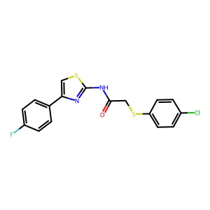 2-[(4-chlorophenyl)sulfanyl]-N-[4-(4-fluorophenyl)-1,3-thiazol-2-yl]acetamide structure