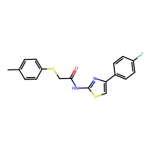 N-[4-(4-fluorophenyl)-1,3-thiazol-2-yl]-2-[(4-methylphenyl)sulfanyl]acetamide structure