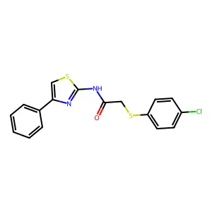 2-[(4-chlorophenyl)sulfanyl]-N-(4-phenyl-1,3-thiazol-2-yl)acetamide structure