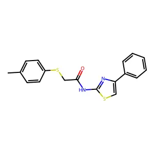 2-[(4-methylphenyl)sulfanyl]-N-(4-phenyl-1,3-thiazol-2-yl)acetamide structure