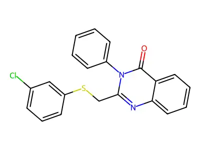 2-{[(3-Chlorophenyl)sulfanyl]methyl}-3-phenyl-3,4-dihydroquinazolin-4-one structure