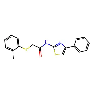 2-[(2-methylphenyl)sulfanyl]-N-(4-phenyl-1,3-thiazol-2-yl)acetamide structure