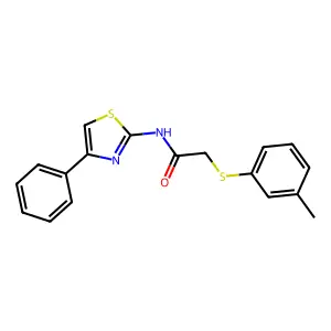 2-[(3-methylphenyl)sulfanyl]-N-(4-phenyl-1,3-thiazol-2-yl)acetamide structure