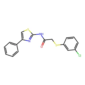 2-[(3-chlorophenyl)sulfanyl]-N-(4-phenyl-1,3-thiazol-2-yl)acetamide structure