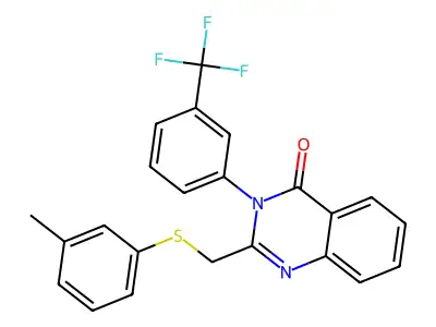 2-[(3-Methylphenyl)sulfanylmethyl]-3-[3-(trifluoromethyl)phenyl]quinazolin-4-one structure