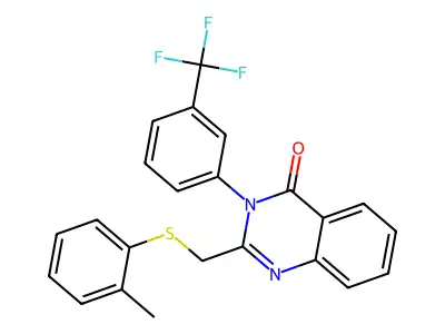 2-[(2-Methylphenyl)sulfanylmethyl]-3-[3-(trifluoromethyl)phenyl]quinazolin-4-one structure