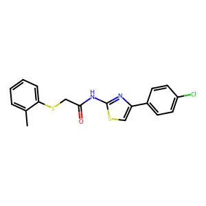 N-[4-(4-chlorophenyl)-1,3-thiazol-2-yl]-2-[(2-methylphenyl)sulfanyl]acetamide structure