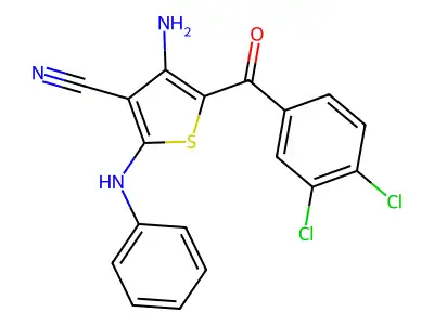 4-Amino-2-anilino-5-(3,4-dichlorobenzoyl)-3-thiophenecarbonitrile structure