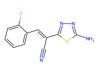2-(5-Amino-1,3,4-thiadiazol-2-yl)-3-(2-fluorophenyl)prop-2-enenitrile structure