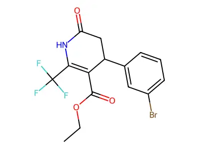 Ethyl 4-(3-bromophenyl)-6-oxo-2-(tfm)-1,4,5,6-tetrahydropyridine-3-carboxylate structure
