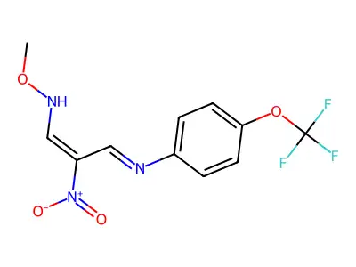 N-methoxy-2-nitro-3-[4-(trifluoromethoxy)phenyl]iminoprop-1-en-1-amine structure