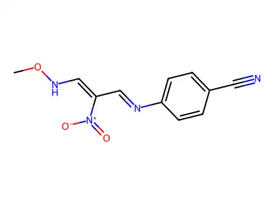 4-{[(1E,3E)-3-(methoxyimino)-2-nitroprop-1-en-1-yl]amino}benzonitrile structure