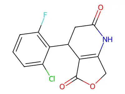 4-(2-chloro-6-fluorophenyl)-4,7-dihydrofuro[3,4-b]pyridine-2,5(1H,3H)-dione structure