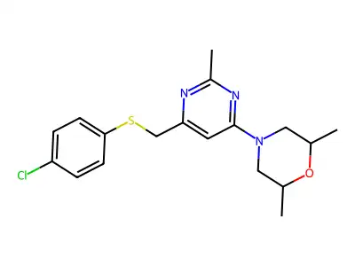 4-(6-{[(4-chlorophenyl)sulfanyl]methyl}-2-methyl-4-pyrimidinyl)-2,6-dimethylmorpholine structure