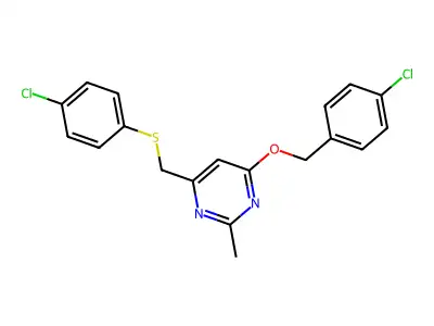 4-((4-Chlorobenzyl)oxy)-6-(((4-chlorophenyl)sulfanyl)methyl)-2-methylpyrimidine structure
