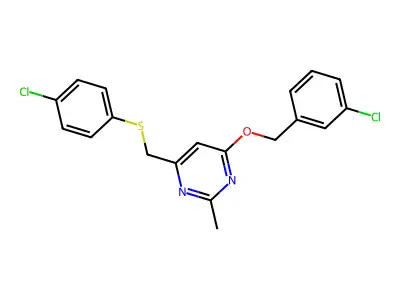 3-Chlorobenzyl 6-(((4-chlorophenyl)sulfanyl)methyl)-2-methyl-4-pyrimidinyl ether structure