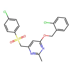 (6-((2-Chlorobenzyl)oxy)-2-methyl-4-pyrimidinyl)methyl 4-chlorophenyl sulfone structure