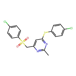 4-(4-Chlorophenyl)sulfanyl-6-[(4-chlorophenyl)sulfonylmethyl]-2-methylpyrimidine structure