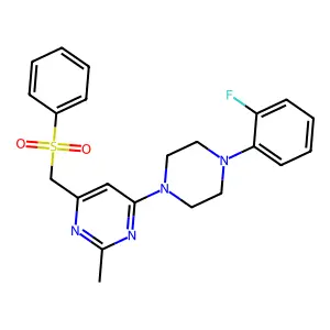 (6-(4-(2-Fluorophenyl)piperazino)-2-methyl-4-pyrimidinyl)methyl phenyl sulfone structure