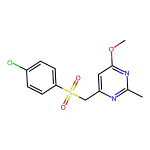 4-(((4-Chlorophenyl)sulfonyl)methyl)-6-methoxy-2-methylpyrimidine structure