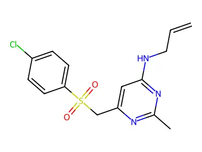 N-allyl-6-{[(4-chlorophenyl)sulfonyl]methyl}-2-methyl-4-pyrimidinamine structure