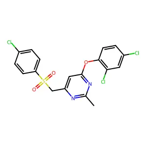 4-(((4-Chlorophenyl)sulfonyl)methyl)-6-(2,4-dichlorophenoxy)-2-methylpyrimidine structure