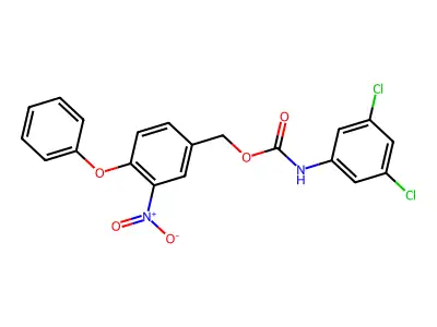 (3-nitro-4-phenoxyphenyl)methyl N-(3,5-dichlorophenyl)carbamate structure