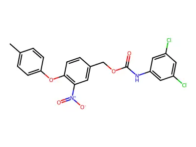[4-(4-methylphenoxy)-3-nitrophenyl]methyl N-(3,5-dichlorophenyl)carbamate structure