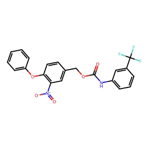 (3-nitro-4-phenoxyphenyl)methyl N-[3-(trifluoromethyl)phenyl]carbamate structure