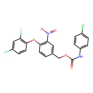 [4-(2,4-difluorophenoxy)-3-nitrophenyl]methyl N-(4-chlorophenyl)carbamate structure