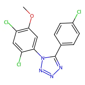 2,4-Dichloro-5-(5-(4-chlorophenyl)-1H-1,2,3,4-tetraazol-1-yl)phenyl methyl ether structure