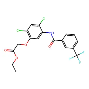 Ethyl 2-(2,4-dichloro-5-((3-(trifluoromethyl)benzoyl)amino)phenoxy)acetate structure