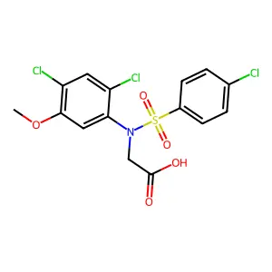 2-(2,4-dichloro-N-(4-chlorophenyl)sulfonyl-5-methoxyanilino)acetic acid structure