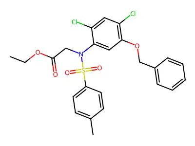 Ethyl 2-(5-(benzyloxy)-2,4-dichloro((4-methylphenyl)sulfonyl)anilino)acetate structure
