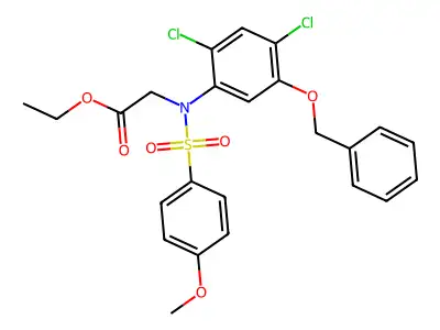 Ethyl 2-(5-(benzyloxy)-2,4-dichloro((4-methoxyphenyl)sulfonyl)anilino)acetate structure