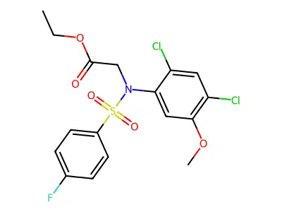 Ethyl 2-(2,4-dichloro((4-fluorophenyl)sulfonyl)-5-methoxyanilino)acetate structure