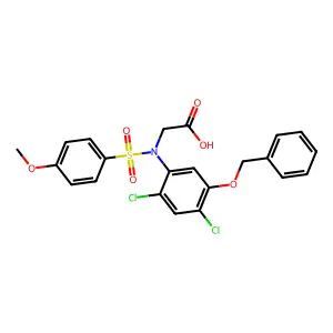 2-{5-(Benzyloxy)-2,4-dichloro[(4-methoxyphenyl)sulfonyl]anilino}acetic acid structure