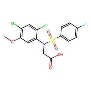 2-{2,4-Dichloro[(4-fluorophenyl)sulfonyl]-5-methoxyanilino}acetic acid structure