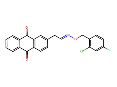 2-[2-[(2-Chloro-4-fluorophenyl)methoxyimino]ethyl]anthracene-9,10-dione structure