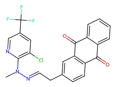 2-(2-{2-[3-CHLORO-5-(TRIFLUOROMETHYL)PYRIDIN-2-YL]-2-METHYLHYDRAZIN-1-YLIDENE}ETHYL)ANTHRACENE-9,10-DIONE structure