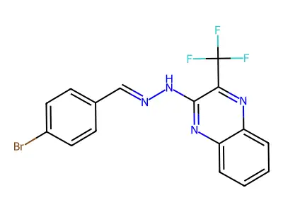 N-[(4-bromophenyl)methylideneamino]-3-(trifluoromethyl)quinoxalin-2-amine structure