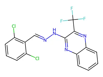 N-[(2,6-dichlorophenyl)methylideneamino]-3-(trifluoromethyl)quinoxalin-2-amine structure