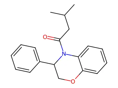 3-methyl-1-(3-phenyl-2,3-dihydro-4H-1,4-benzoxazin-4-yl)-1-butanone structure