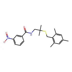 N-{2-[(mesitylmethyl)sulfanyl]-2-methylpropyl}-3-nitrobenzenecarboxamide structure