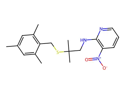 N-{2-[(mesitylmethyl)sulfanyl]-2-methylpropyl}-3-nitro-2-pyridinamine structure