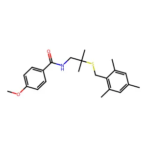 N-{2-[(mesitylmethyl)sulfanyl]-2-methylpropyl}-4-methoxybenzenecarboxamide structure