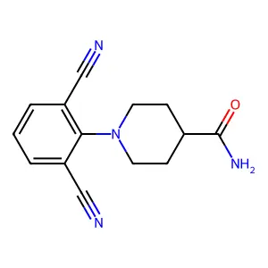 1-(2,6-Dicyanophenyl)piperidine-4-carboxamide structure
